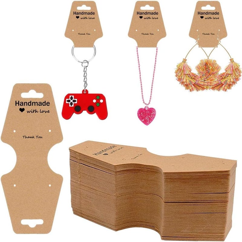 KOVCOAP 100PCS Keychain Display Cards for Small Business Supplies, Bracelet Packaging Sturdy Necklace Holder Tags for Selling Earring, Jewelry, Hair Band - Image 1